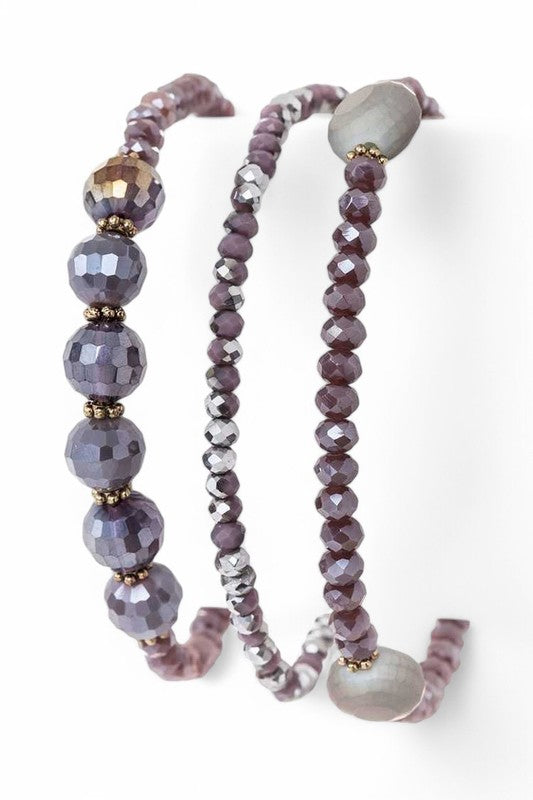 Mix Beads 3PC Stretch Bracelet Set - Tigbul's Variety Fashion Shop
