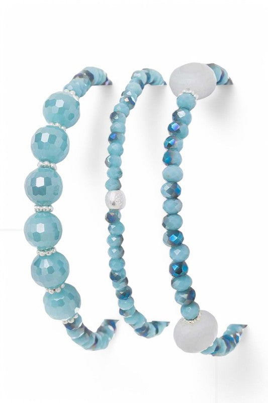 Mix Beads 3PC Stretch Bracelet Set - Tigbul's Variety Fashion Shop