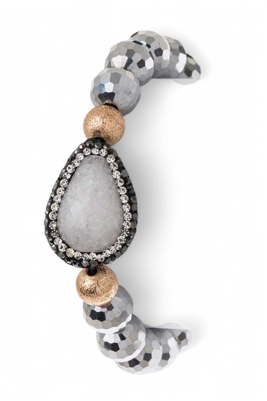 Quartz Stone Stretch Beaded Bracelet - Tigbul's Variety Fashion Shop