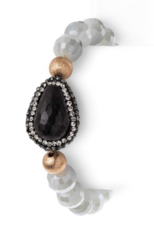 Quartz Stone Stretch Beaded Bracelet - Tigbul's Variety Fashion Shop