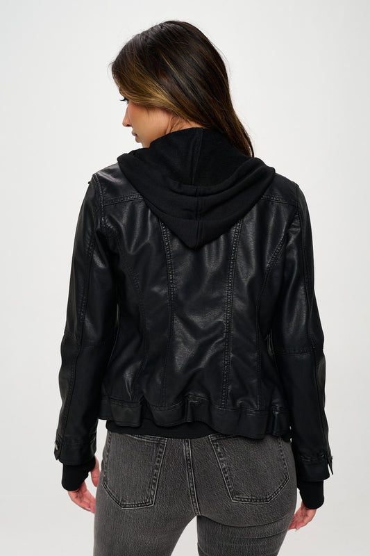 Double Zip Hooded Long Sleeve Jacket - Tigbul's Variety Fashion Shop