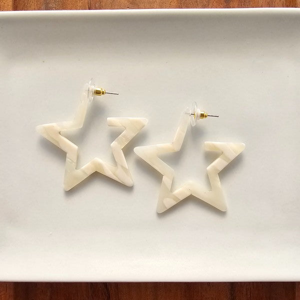 Star Hoops - Ivory - Tigbul's Variety Fashion Shop