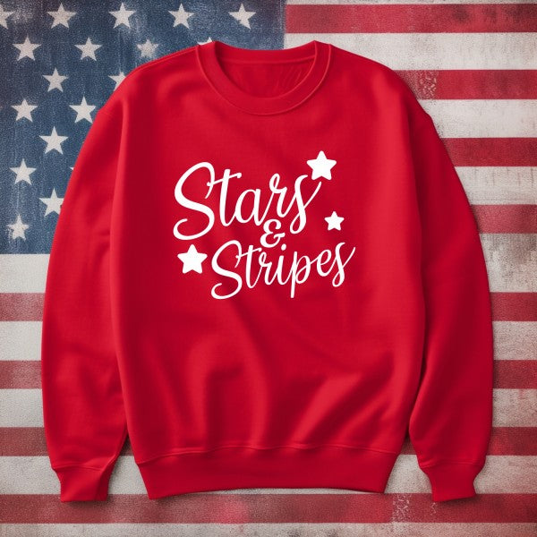 Stars N Stripes Crewneck Sweatshirt - Tigbul's Variety Fashion Shop