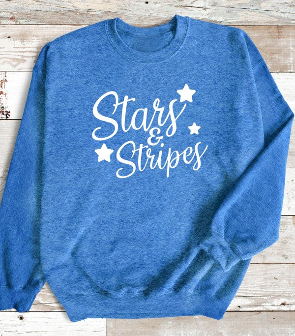Stars N Stripes Crewneck Sweatshirt - Tigbul's Variety Fashion Shop