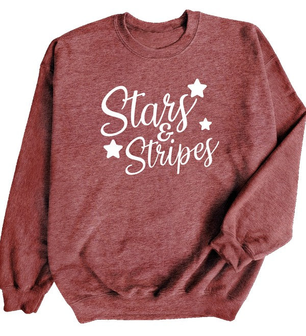 Stars N Stripes Crewneck Sweatshirt - Tigbul's Variety Fashion Shop