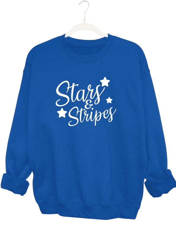 Stars N Stripes Crewneck Sweatshirt - Tigbul's Variety Fashion Shop