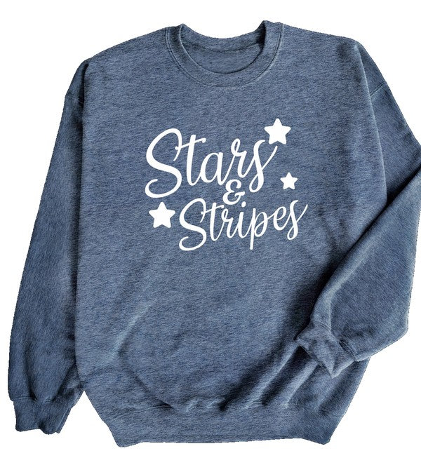 Stars N Stripes Crewneck Sweatshirt - Tigbul's Variety Fashion Shop