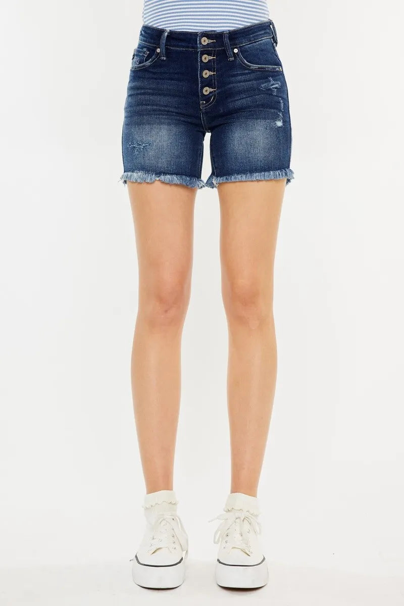 Kancan Mid Rise Button Fly Denim Shorts - Tigbul's Variety Fashion Shop