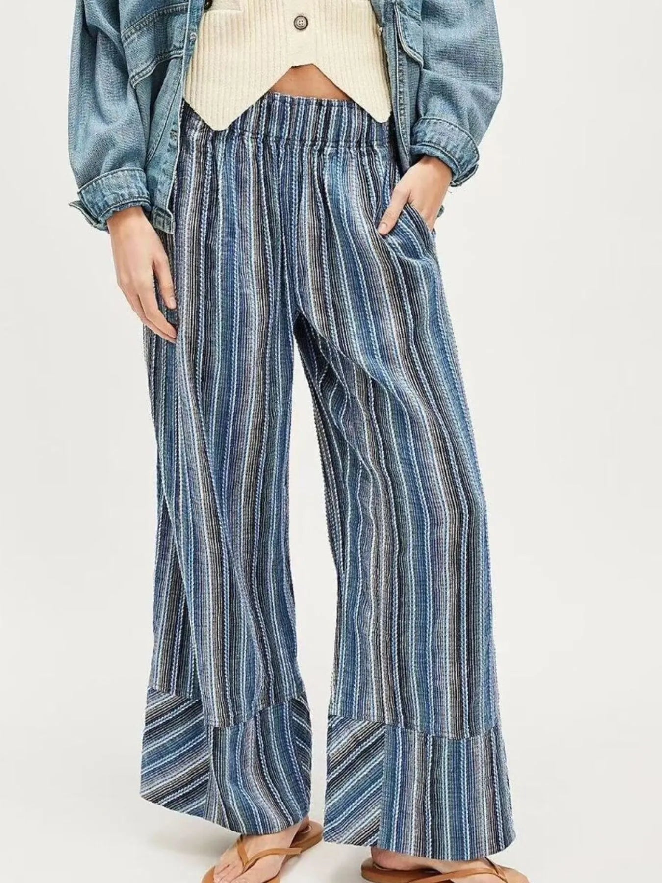 Striped Wide Leg Pants - Tigbul's Variety Fashion Shop