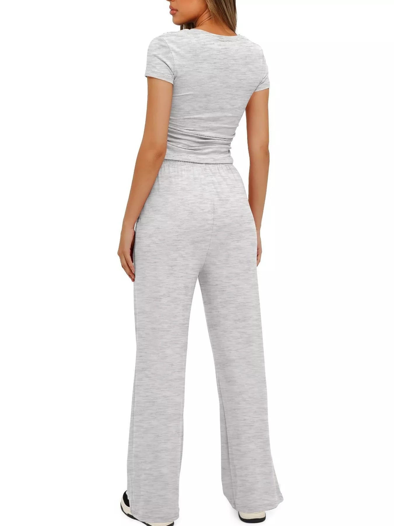 Round Neck Short Sleeve T-Shirt and Pants Set - Tigbul's Variety Fashion Shop