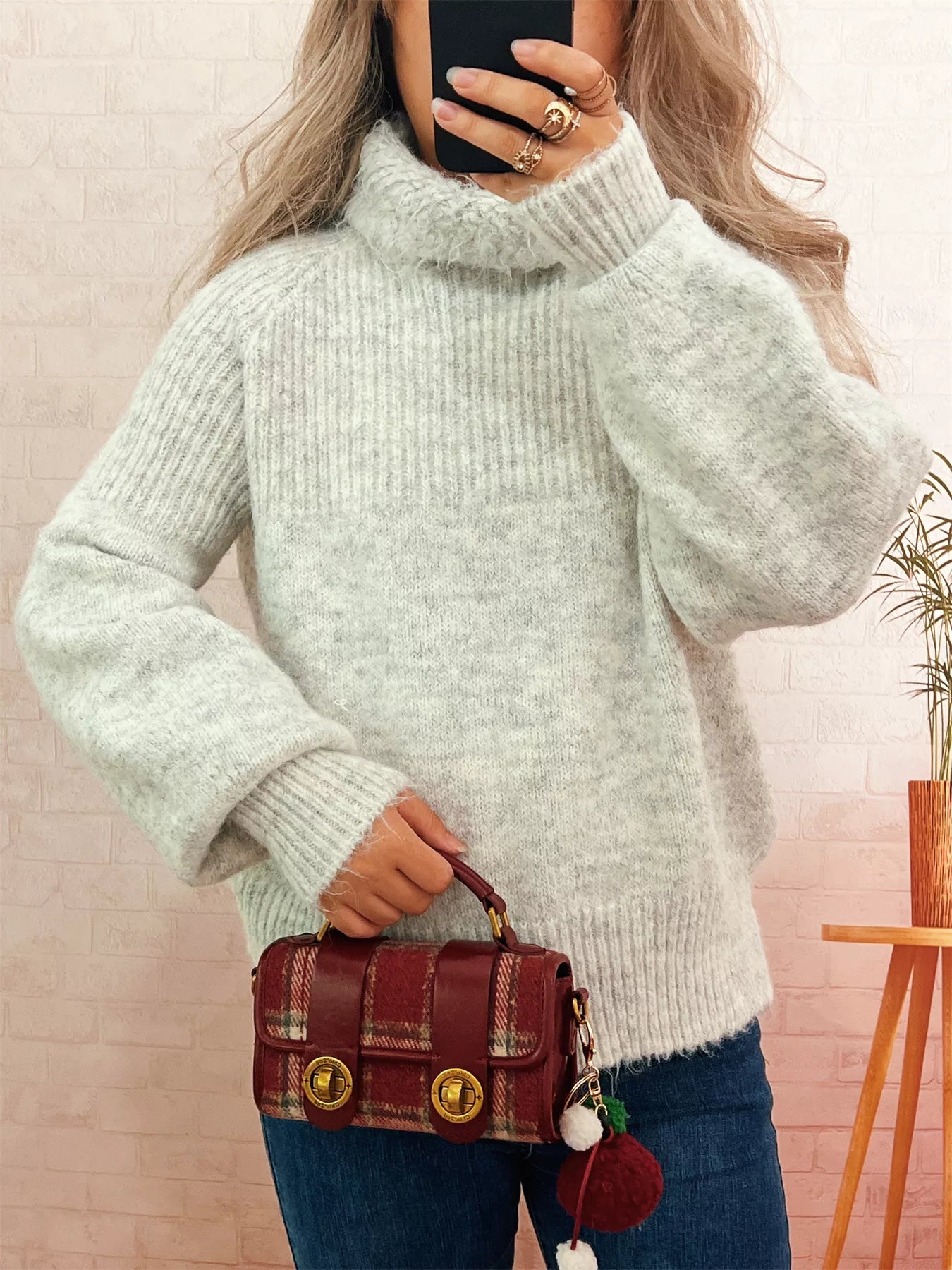 Ribbed Turtleneck Long Sleeve Sweater - Tigbul's Variety Fashion Shop