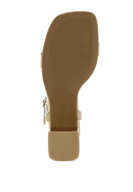 Kazara Metallic Faux Leather Block Heels - Tigbul's Variety Fashion Shop