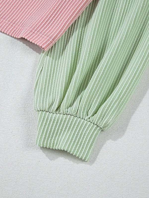 Boho Ribbed Color Block Viscose Drop Shoulder - Tigbul's Variety Fashion Shop