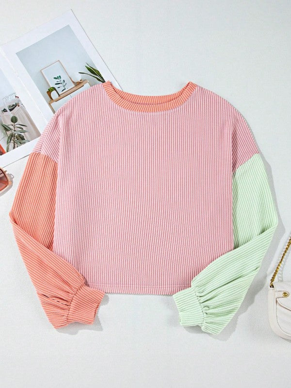 Boho Ribbed Color Block Viscose Drop Shoulder - Tigbul's Variety Fashion Shop