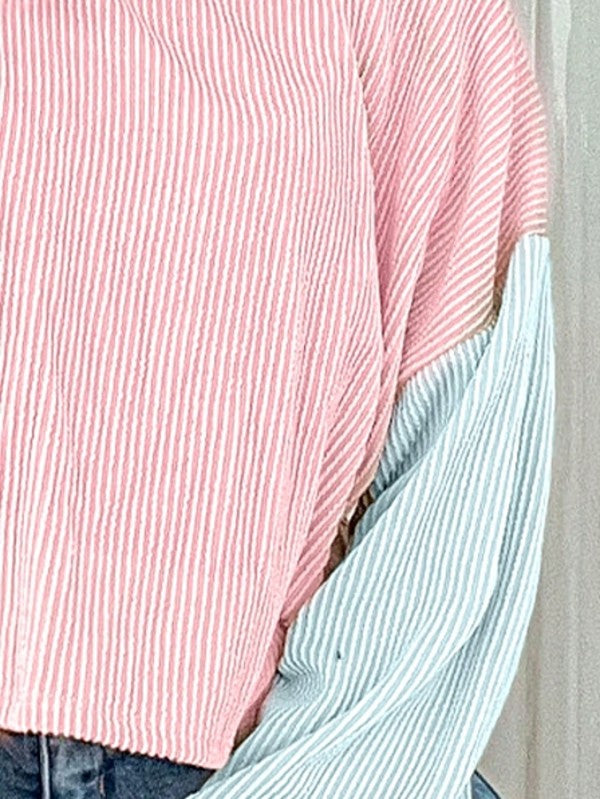 Boho Ribbed Color Block Viscose Drop Shoulder - Tigbul's Variety Fashion Shop