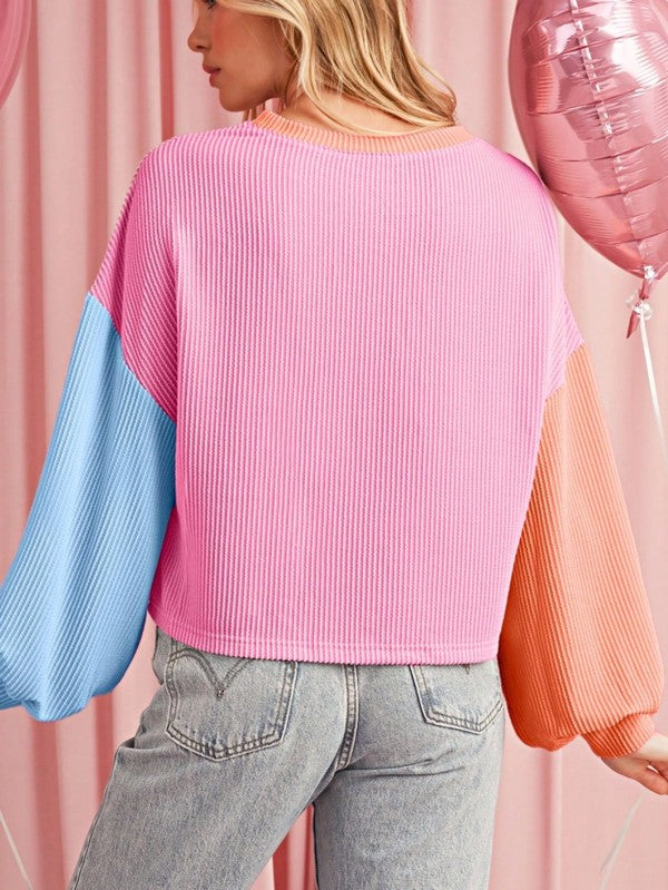 Boho Ribbed Color Block Viscose Drop Shoulder - Tigbul's Variety Fashion Shop