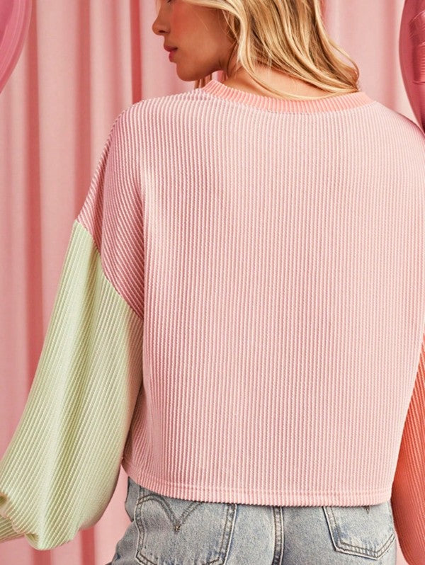 Boho Ribbed Color Block Viscose Drop Shoulder - Tigbul's Variety Fashion Shop