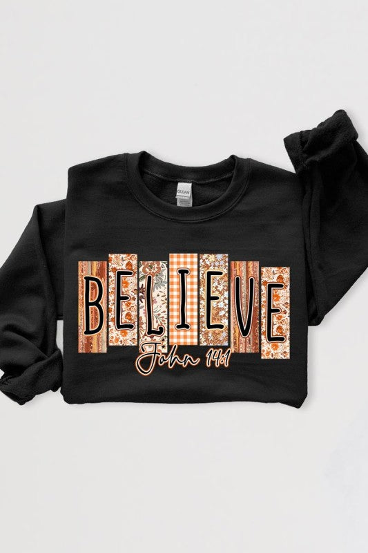 Believe Fall Christian Graphic Sweatshirt - Tigbul's Variety Fashion Shop