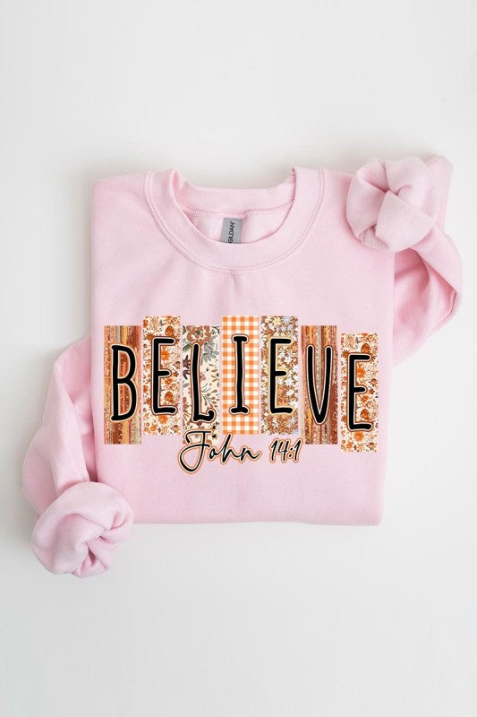 Believe Fall Christian Graphic Sweatshirt - Tigbul's Variety Fashion Shop