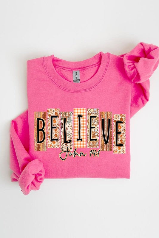 Believe Fall Christian Graphic Sweatshirt - Tigbul's Variety Fashion Shop