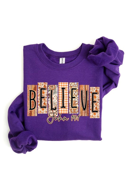 Believe Fall Christian Graphic Sweatshirt - Tigbul's Variety Fashion Shop