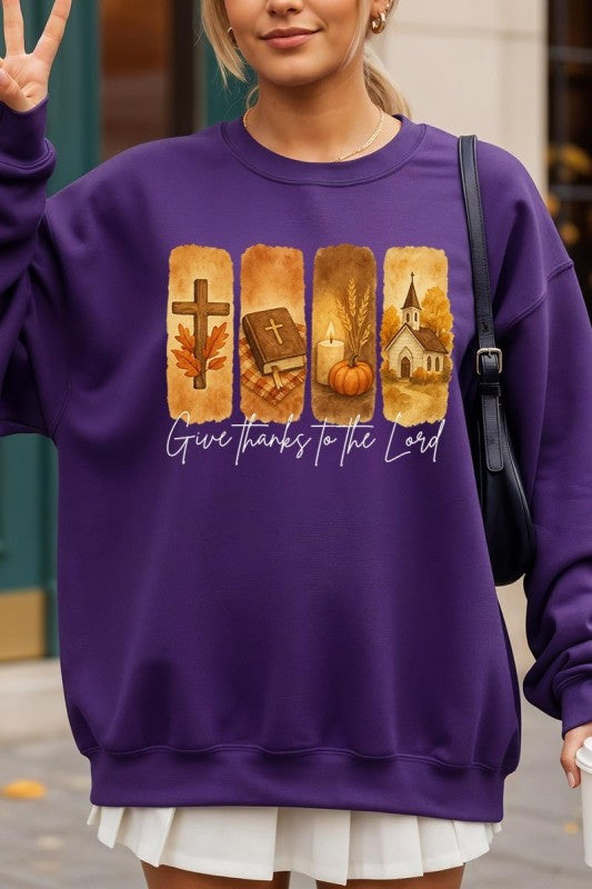 Give Thanks To The Lord Graphic Sweatshirt - Tigbul's Variety Fashion Shop
