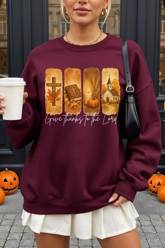 Give Thanks To The Lord Graphic Sweatshirt - Tigbul's Variety Fashion Shop