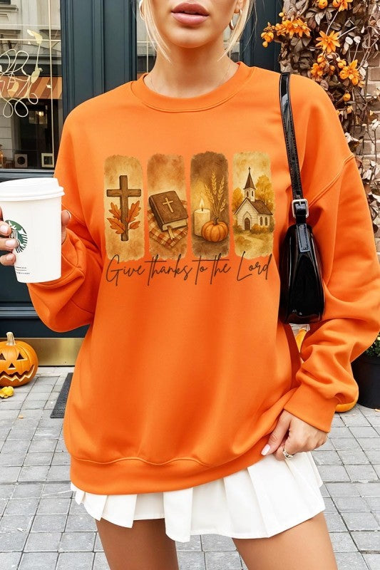 Give Thanks To The Lord Graphic Sweatshirt - Tigbul's Variety Fashion Shop