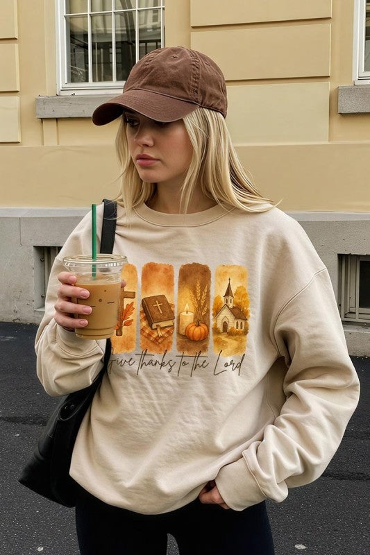 Give Thanks To The Lord Graphic Sweatshirt - Tigbul's Variety Fashion Shop