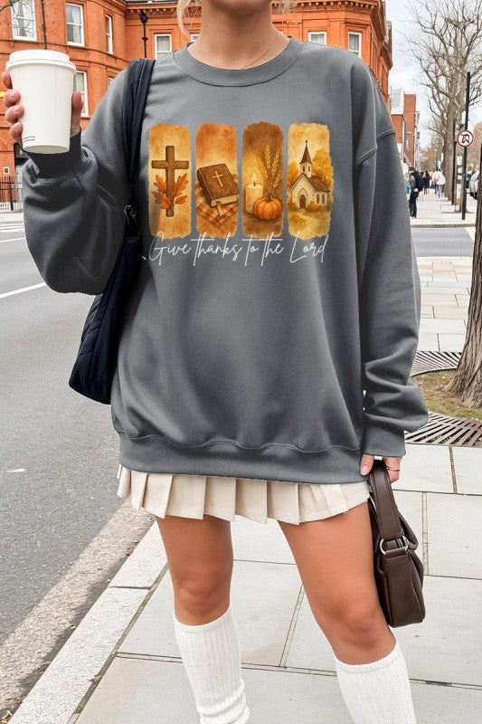 Give Thanks To The Lord Graphic Sweatshirt - Tigbul's Variety Fashion Shop