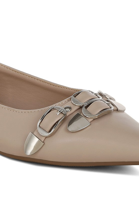 Golini Belt Buckle Detail Ballerinas - Tigbul's Variety Fashion Shop