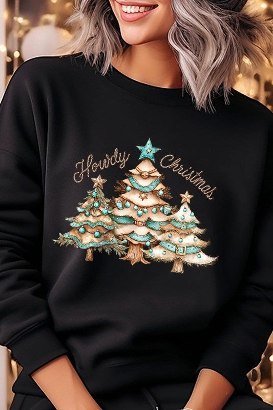 Howdy Christmas Graphic Sweatshirt - Tigbul's Variety Fashion Shop