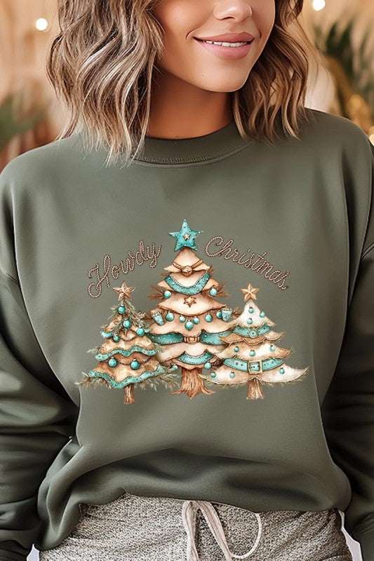 Howdy Christmas Graphic Sweatshirt - Tigbul's Variety Fashion Shop