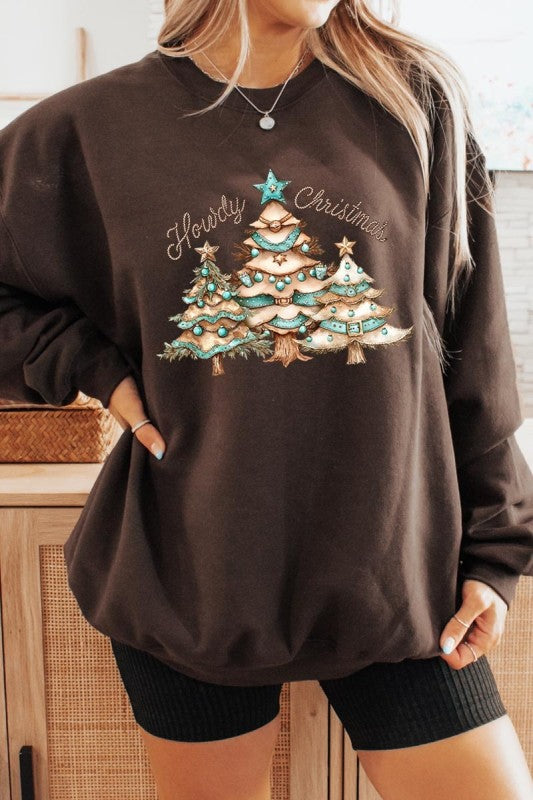 Howdy Christmas Graphic Sweatshirt - Tigbul's Variety Fashion Shop