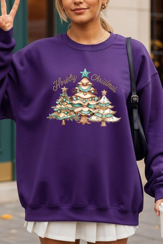 Howdy Christmas Graphic Sweatshirt - Tigbul's Variety Fashion Shop