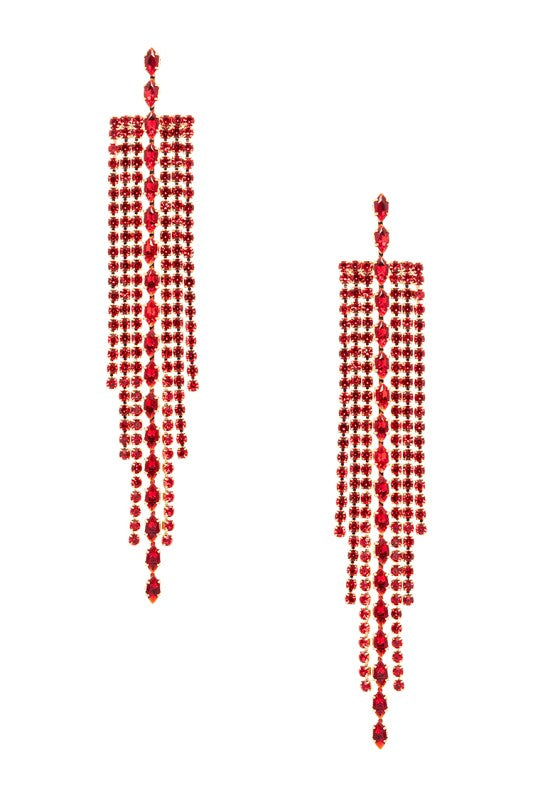 Fringe Rhinestone Long Tassel Earrings - Tigbul's Variety Fashion Shop