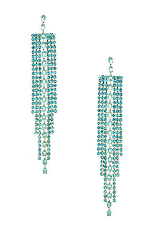 Fringe Rhinestone Long Tassel Earrings - Tigbul's Variety Fashion Shop