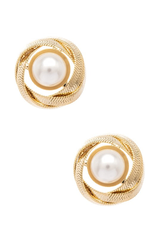 Faux Pearl Classy Post Stud Earrings - Tigbul's Variety Fashion Shop
