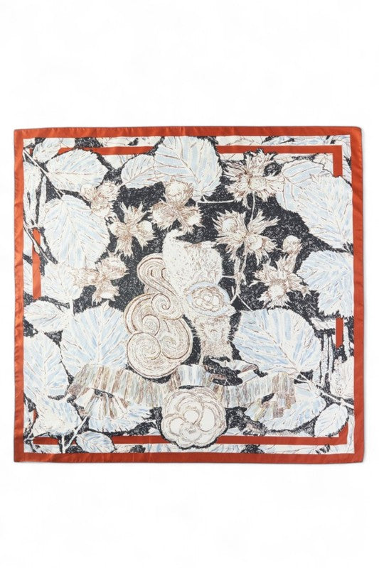 Floral Printed Silky Square Scarf - Tigbul's Variety Fashion Shop