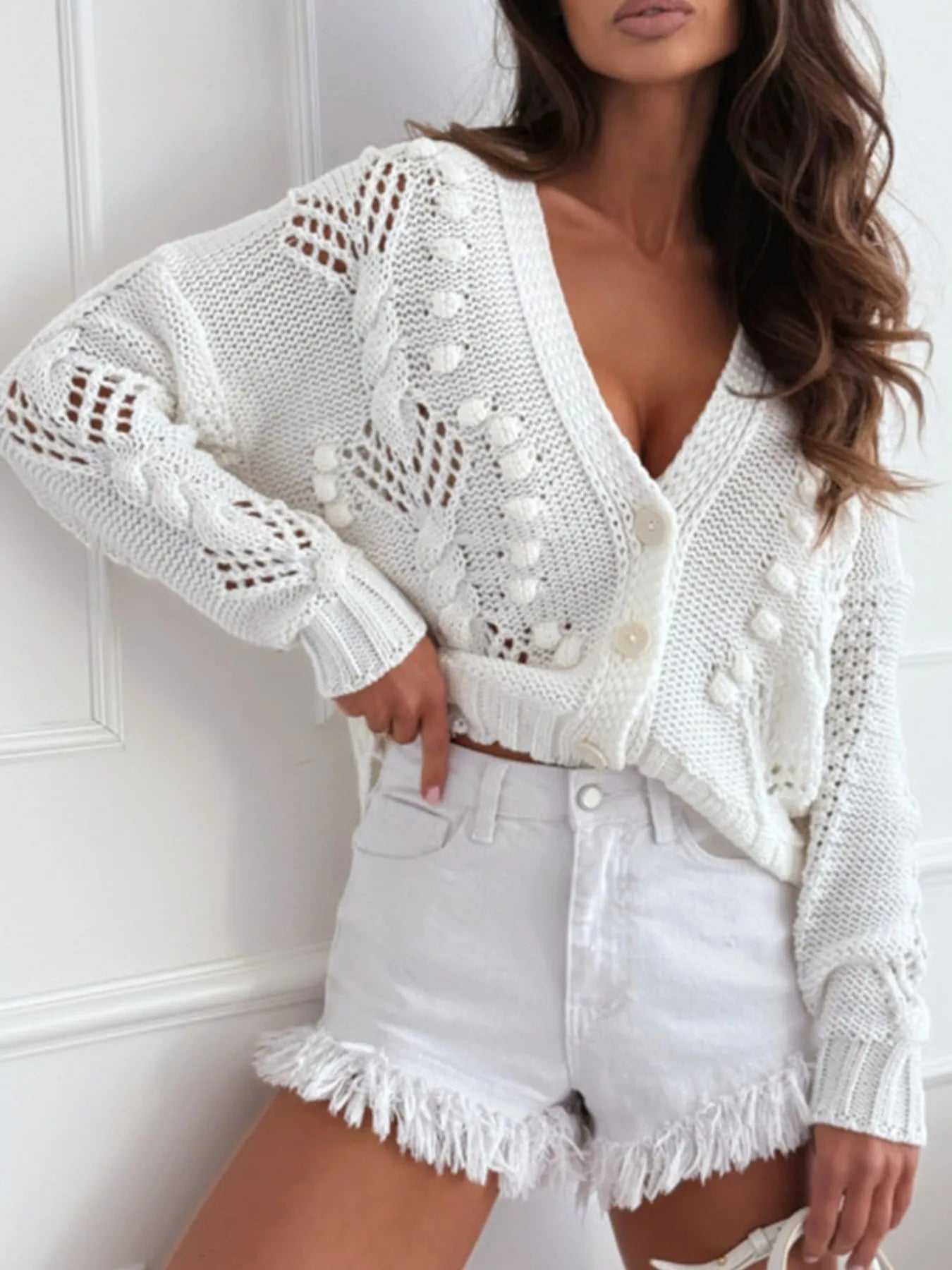 Button Up V-Neck Cardigan - Tigbul's Variety Fashion Shop
