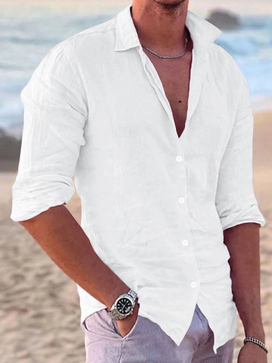 Men's Full Size Button Up Long Sleeve Shirt Plus Size - Tigbul's Variety Fashion Shop