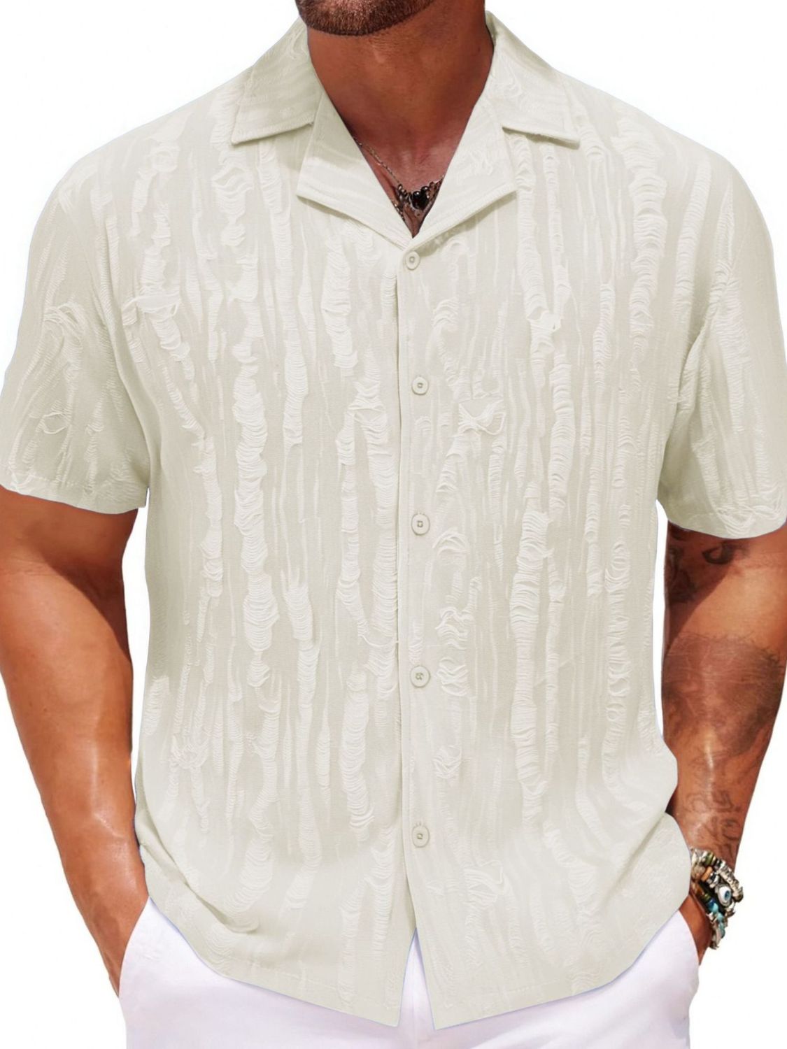 Men's Plus Size Collared Neck Short Sleeve Shirt - Tigbul's Variety Fashion Shop