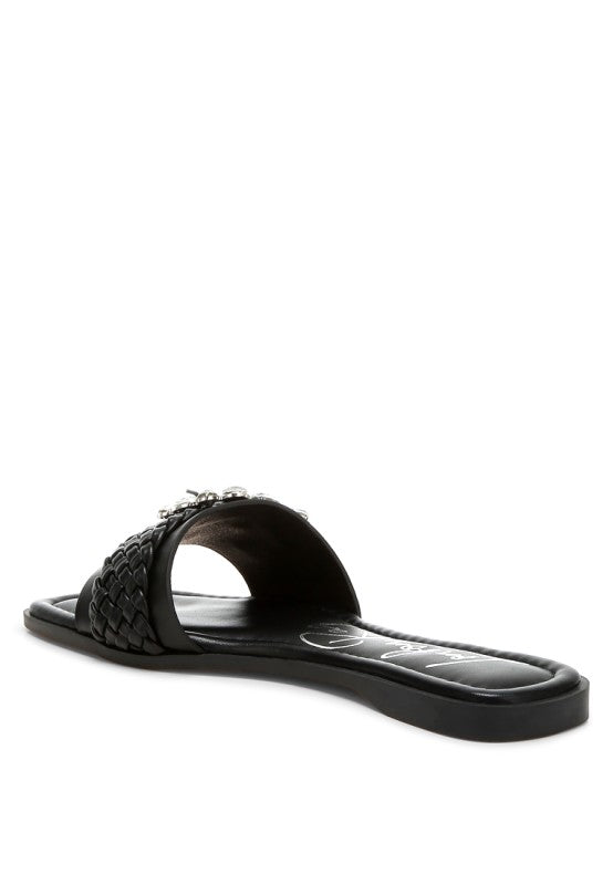 Hazbin Diamante Flat Sandals - Tigbul's Variety Fashion Shop