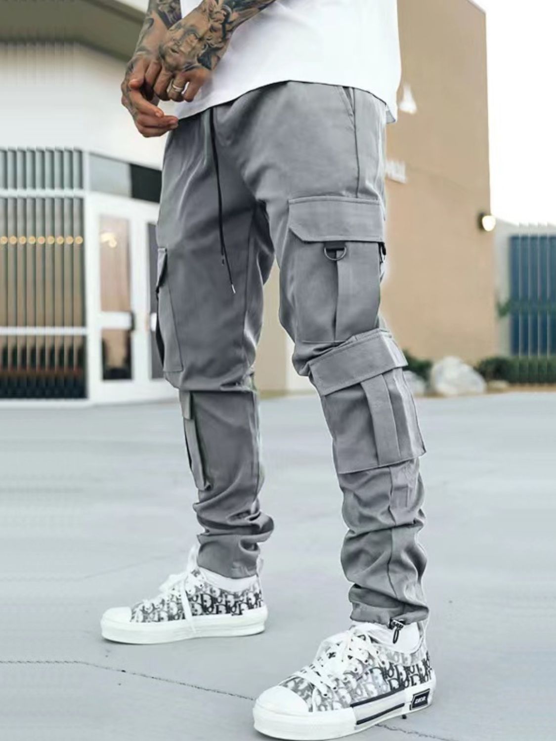 Men's Drawstring Pants with Cargo Pockets - Tigbul's Variety Fashion Shop