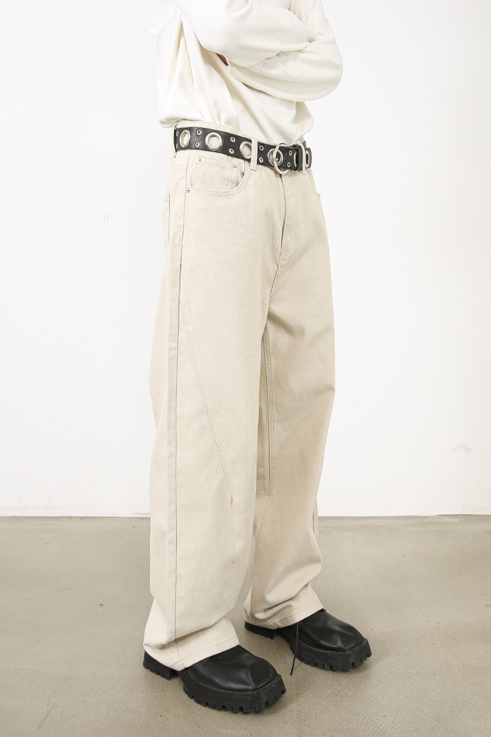Men's Baggy Beige Jeans with Pockets - Tigbul's Variety Fashion Shop