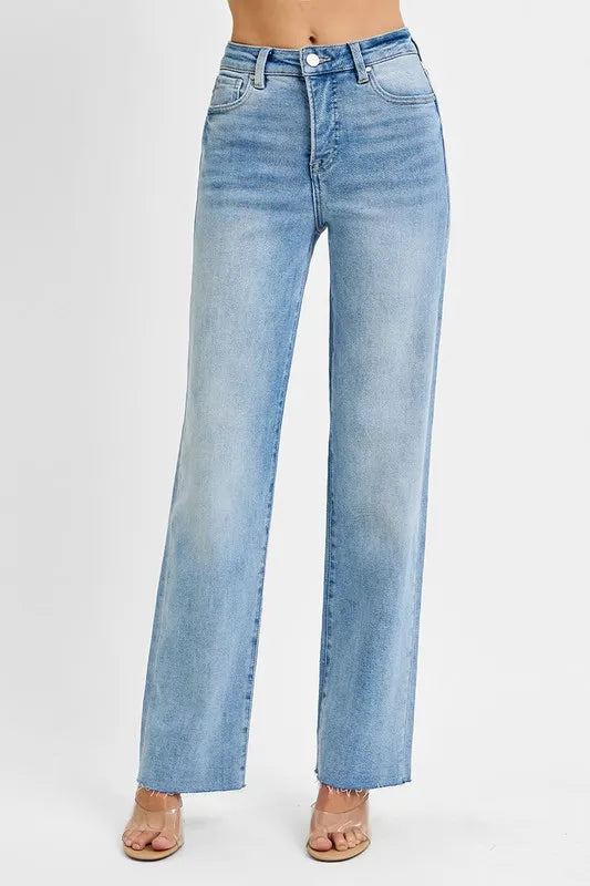 RISEN Tummy Control Rise Straight Jeans - Tigbul's Variety Fashion Shop