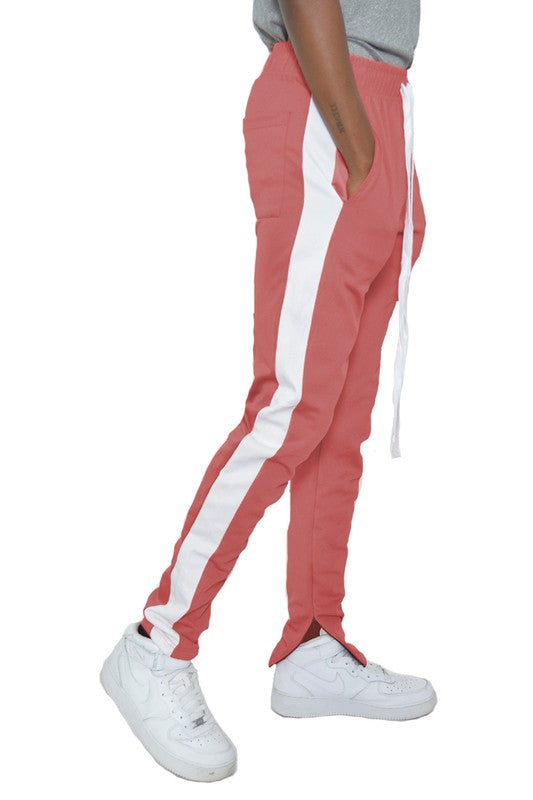 Men's Track Pants with Ankle Zipper and a Solid Side Stripe - Tigbuls Variety Fashion