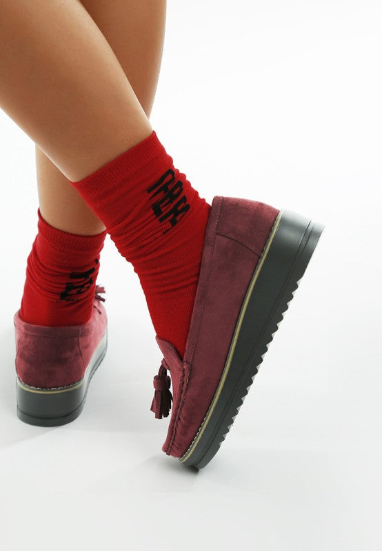 Daiki Platform Lug Sole Tassel Loafers - Tigbul's Variety Fashion Shop