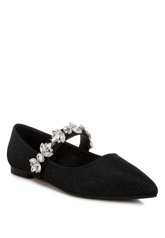 Flavia Diamante Brooch Glitter Ballerinas - Tigbul's Variety Fashion Shop