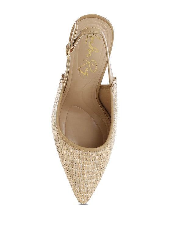 Alzbeta Raffia Pointy Toe Slingback Pumps - Tigbul's Variety Fashion Shop